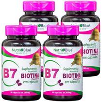 Kit 4 Biotina 380Mg Crescimento Saúde Cabelos Unhas Pele
