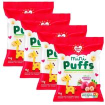 Kit 4 Biscoito Nhami Mami Mini Puffs Snack Beterraba e Morango 15g