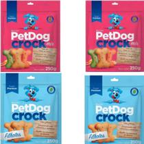 Kit 4 Biscoitos Super Premium Petdog Crock Para Cães 250 G