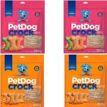 Kit 4 Biscoitos Super Premium Petdog Crock Para Cães 250 G