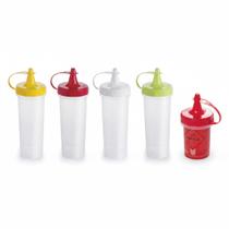 Kit 4 bisnaga molhos para lanchonete tranparente + pimenta