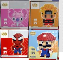 Kit 4 Bloco de Montar BrickHeadz didatico com 720 peças 9x9x9Cm