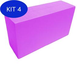 Kit 4 Bloco De Yoga Pilates 23X13X7Cm - Rosa Flex