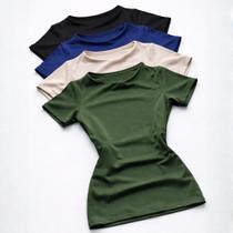 Kit 4 Blusa academia dia a dia básica suplex manguinha