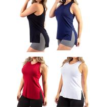 Kit 4 Blusa Academia Regata feminina Blusinha Fitnes Tapa Bumbum Cros