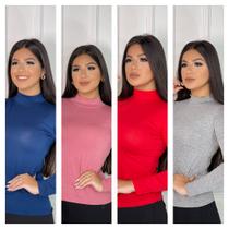 Kit 4 blusa feminina básica cacharrel manga longa