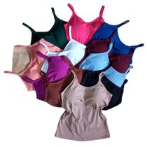 Kit 4 Blusas Blusinha Feminina Basica Regata Alcinha Bojo tamanho unico Cores Variadas