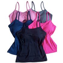 Kit 4 Blusas Blusinha Feminina Basica Regata Alcinha Bojo tamanho unico