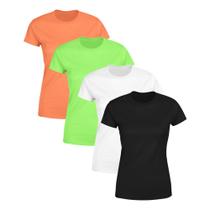 Kit 4 Blusas Feminina Tshirt Camiseta Baby Look Lisa Premium