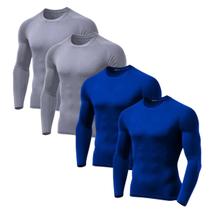 Kit 4 Blusas Manga Comprida Térmica Masculina Tecido Gelado Frio e Calor Fator Uv 50+ Compressão Slim Marca Original Kit 4 Blusas Manga Comprida Térmica Masculina Tecido Gelado Frio e Calor Fator Uv 50+ Compressão Slim Marca Original