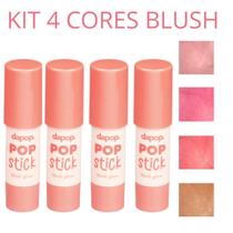 Kit 4 Blush Cremosos Glow Natural Stick Com Manteiga De Karité E Alta Pigmentação