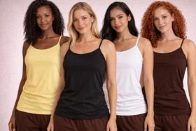 Kit 4 Blusinhas Feminina Alcinha Básica Conforto Poliamida Tamanho:G