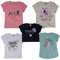 Kit 4 Blusinhas Feminina Básica Baby Look Cotton Verão Estampas diversas strass pérola Camiseta Menina Tshirt Tam 4 - 14 Kit 4 Blusinhas Feminina Básica Baby Look Cotton Verão Estampas diversas strass pérola Camiseta Menina Tshirt Tam 4 - 14