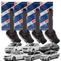 Kit 4 Bobina Ignição Bosch Tiida Livina Sentra Versa March