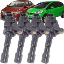 Kit 4 Bobina Ignição Honda New Fit City 2009 2010 2011 2012