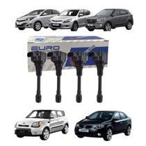 Kit 4 Bobina Ignicao Veloster Hb20 I30 Soul Sem Modulo