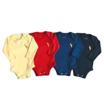 Kit 4 Body Bebê Manga Longa Básico Malha Suedine Bordado Kit 4 Body Bebê Manga Longa Básico Malha Suedine Bordado