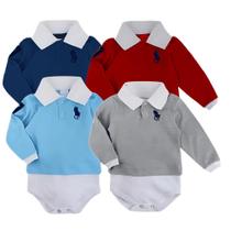 Kit 4 Body Menino Bebê Masculino Gola Polo 100 % Algodão Kit 4 Body Menino Bebê Masculino Gola Polo 100 % Algodão