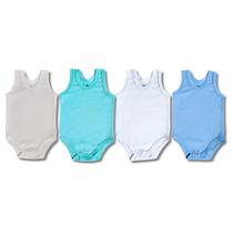 Kit 4 Body Sem Manga Regata Liso Bebê Até 9 Meses Kit 4 Body Sem Manga Regata Liso Bebê Até 9 Meses