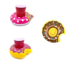 Kit 4 Boias Porta Copo Donuts Flutuador Praia Piscina Festa