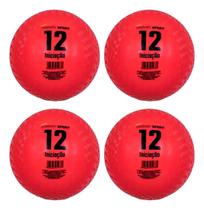 Kit 4 Bola Queimada N 12 Borracha Vermelho Convoy