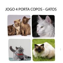 kIT 4 Bolacha para Chopp Coleção Linda com Gatos e Gatas Quadrado