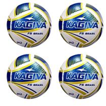 KIt 4 Bolas De Futsal Kagiva F5 Brasil Pro Liga Federação Original Azul Branco