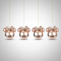 Kit 4 Bolas de Natal Mickey Disney 6cm Rose Decoração Natalina para Árvore