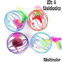 Kit 4 Bolas Gaiolas De Arame Resinado Com Camundongo Rato Dentro Tamanho 6Cm