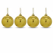 Kit 4 Bolas Natal Douradas Brilhosas 10cm Kit Decoração