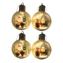 Kit 4 Bolas Natal Luz Led Papai Noel Enfeite Natalino Arvore