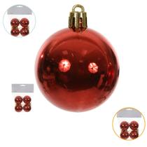 Kit 4 Bolas Vermelha Para Árvore De Natal Grande 5cm Lisa