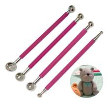 Kit 4 Boleador Modelador Com Ponta Dupla Esférico para Massas e Pasta Americana Biscuit Artesanato