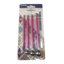 Kit 4 Boleador Ponta Dupla Inox Biscuit Arte Francesa Pink - Lanmax