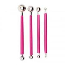 Kit 4 Boleadores Rosa para escultura confeitaria Biscuit hobby conjunto de modelagem artesanato