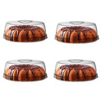 Kit 4 Boleira Para Bolo Gourmet Tampa Acrílico Cristal Paris