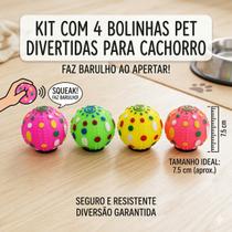 Kit 4 Bolinha Pet Cães P 7.5cm Vinil com Apito Kit 4 Bolinha Pet Cães P 7.5cm Vinil com Apito