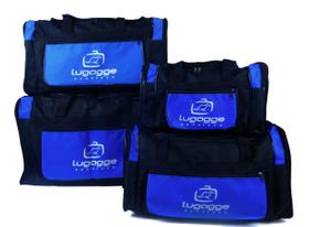 Kit 4 bolsa mala sacola viagem pequena media grande extra grande azul