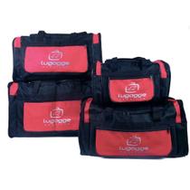 Kit 4 bolsa mala sacola viagem pequena media grande extra grande vermelho