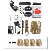 Kit 4 Bolsas Camufladas Conjunto Acessórios de Camping Kit Sobrevivência para Acampar