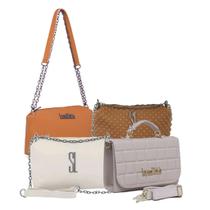 Kit 4 Bolsas Femininas Baguete com Corrente Modelos e Cores Sortidas