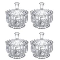 Kit 4 Bomboniere Potiche Baleiro Pote Vidro Brasilia Porta Joias Doces Decoração Redondo