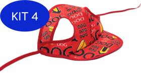 Kit 4 Boné para Cachorro com viseira vermelho estampado