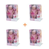 Kit 4 bonecas menina dengo estilo reborn fecha o olho com acessorios divertidos