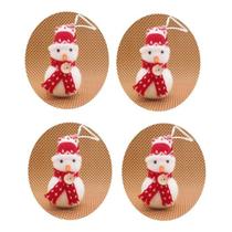 Kit 4 Boneco De Neve Com Gorro Botão Pendente Enfeite Natal Kit 4 Boneco De Neve Com Gorro Botão Pendente Enfeite Natal