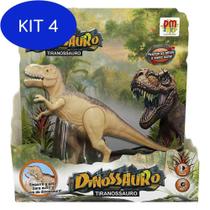 Kit 4 Boneco Dinossauro Tiranossauro Com Luz E Som Dm