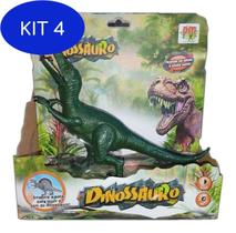 Kit 4 Boneco Dinossauro Velociraptor Com Som E Luz Dm Toys