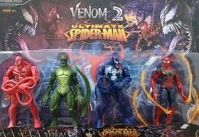 Kit 4 Bonecos 17cm Articulado Com Luz Personagens Venom 2.