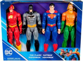 Kit 4 Bonecos DC Flash Superman Batman Aquaman Sunny - 4186 Kit 4 Bonecos DC Flash Superman Batman Aquaman Sunny - 4186