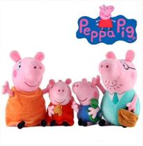 Kit 4 Bonecos Família Peppa Pig Completa Pelúcia Musical
